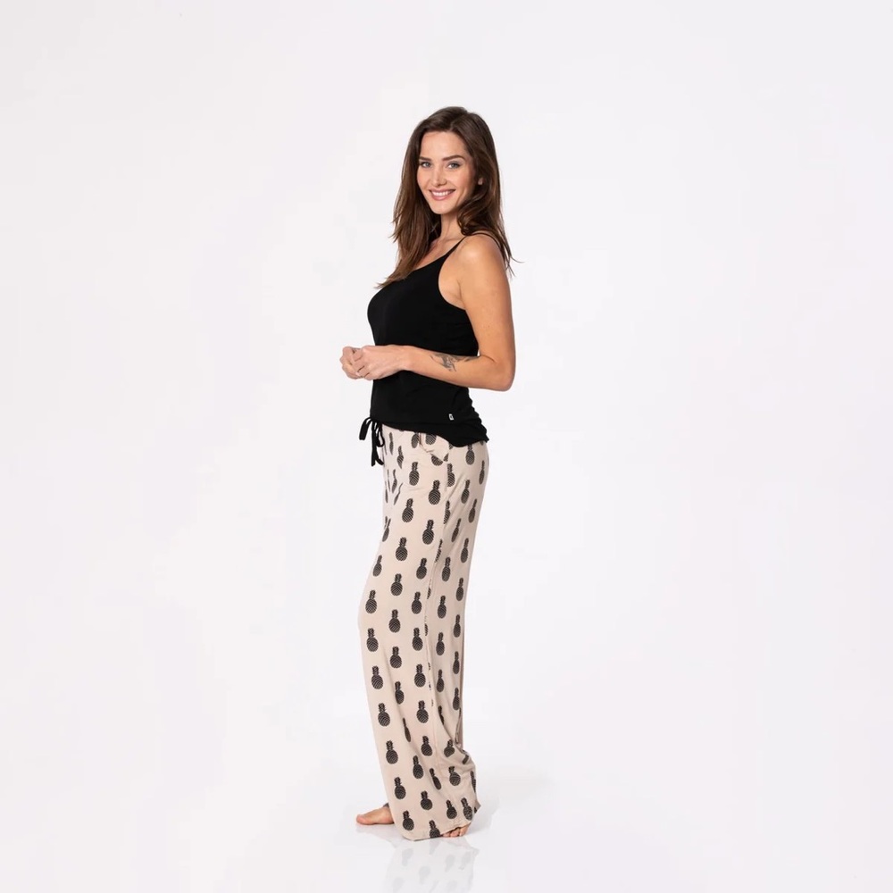 NWT Kickee Cami and Print Lounge Pants Pajama Set in Burlap Pineapples - Picture 2 of 4